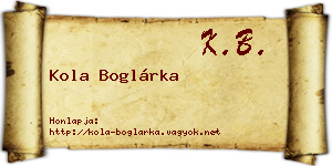 Kola Boglárka névjegykártya